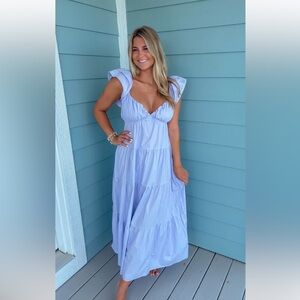 Lilac Ruffle Sleeve Dress